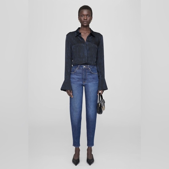 ANINE BING NEO SHIRT IN PYTHON PRINT Silk Button Down SIZE L - Picture 6 of 14